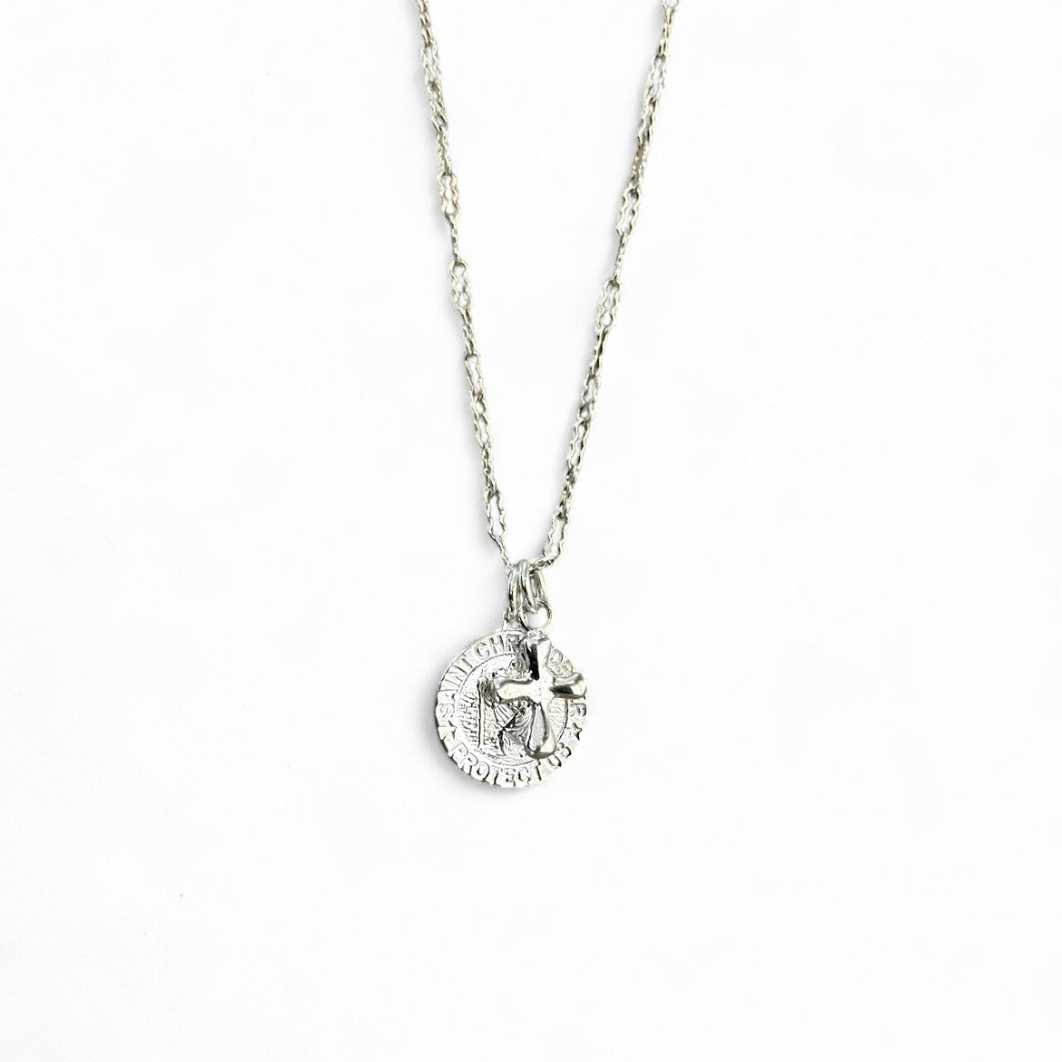 SAINT CHRISTOPHER & CROSS NECKLACE