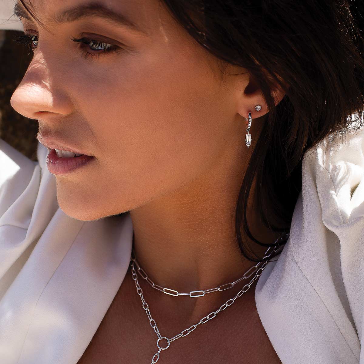 WHITE TOPAZ BAGUETTE HUGGIES
