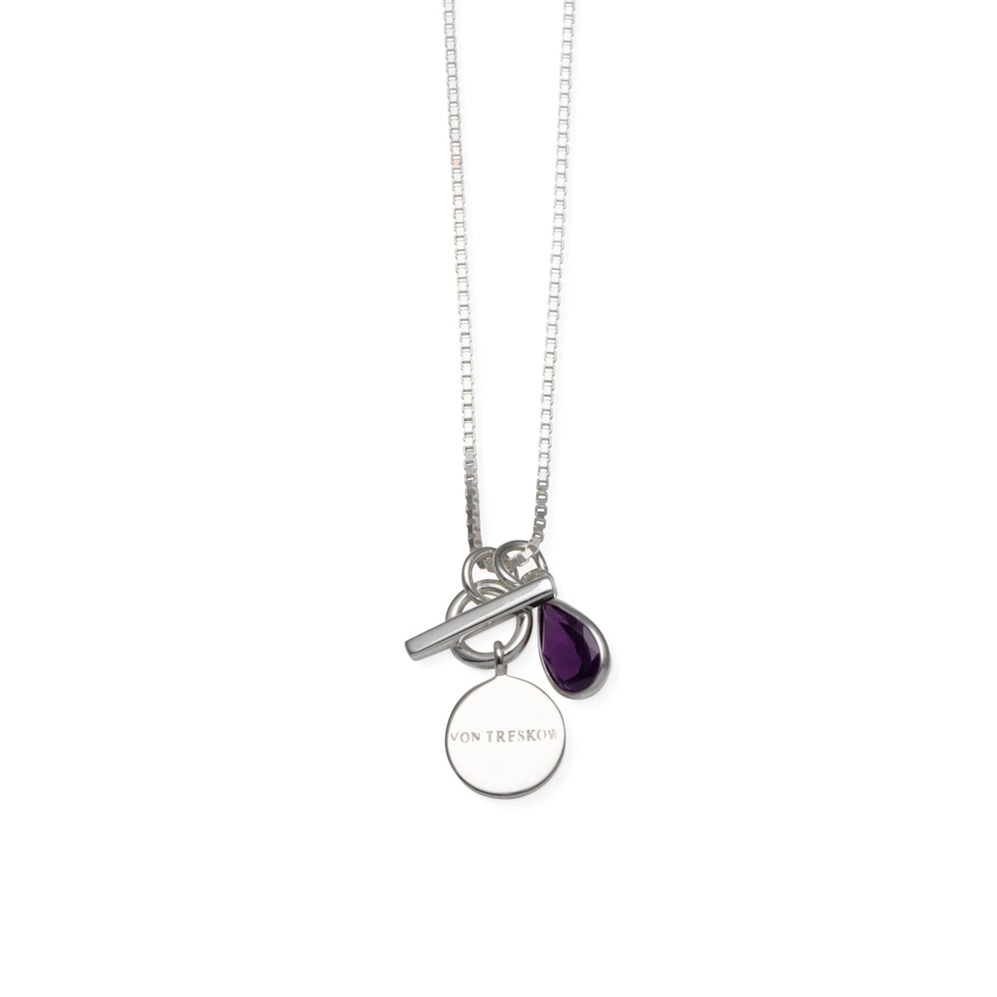 VT AMETHYST PEAR DROP & DISC NECKLACE