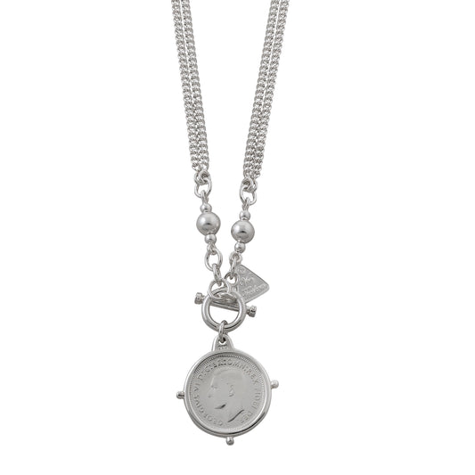 VT SIXPENCE ON DOUBLE CURB NECKLACE