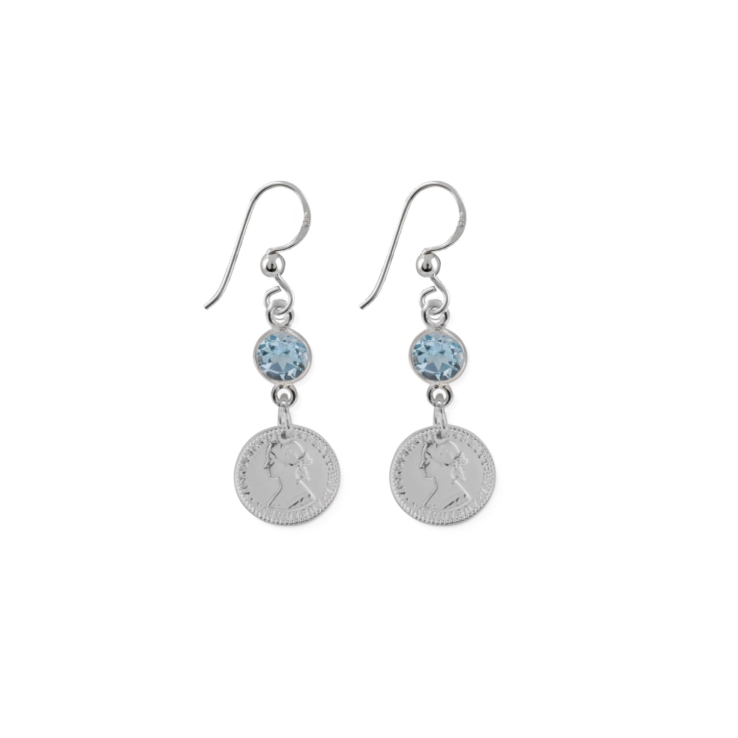 VT BLUE TOPAZ & COIN EARRINGS