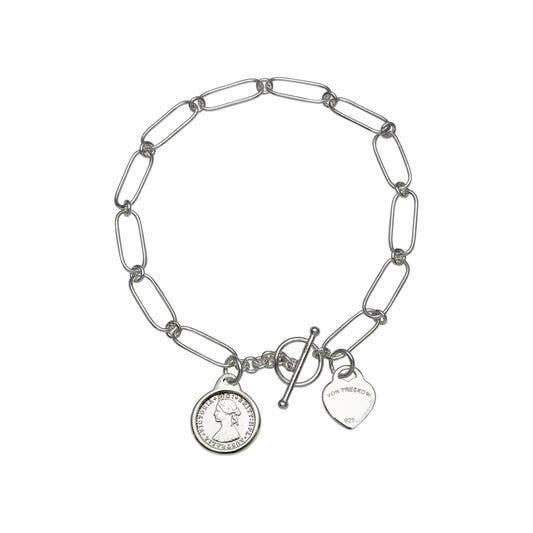 VT HEART & COIN CLIP CHAIN BRACELET