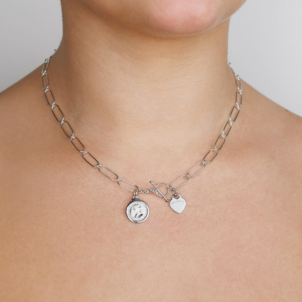 VT HEART & COIN CLIP CHAIN NECKLACE