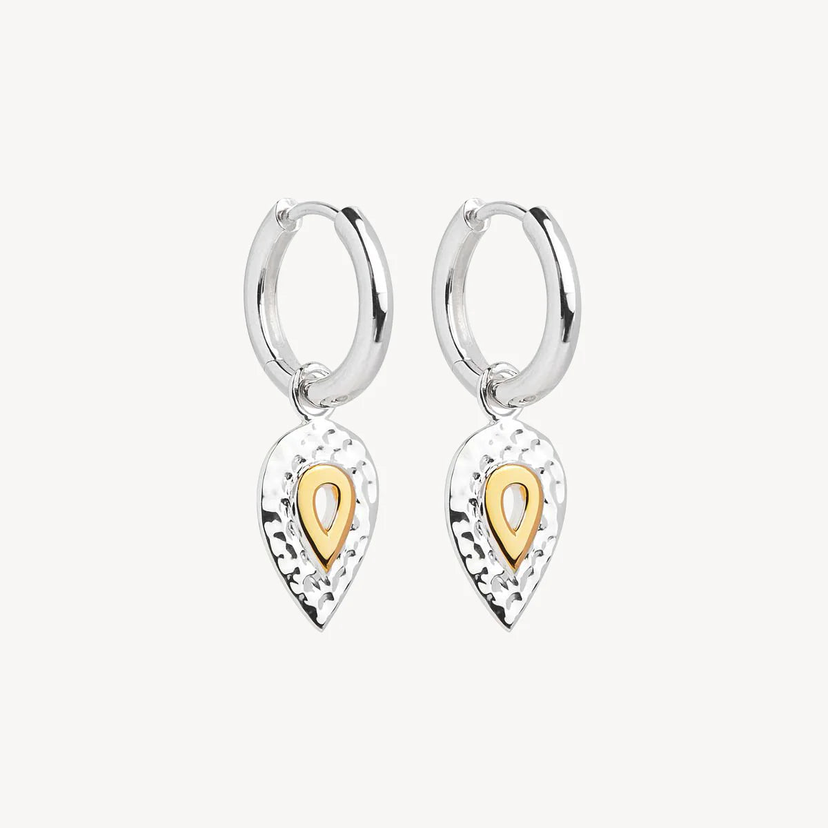 TWO-TONE TEARDROP HUGGIE EARRING