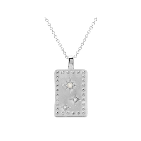 RECTANGLE WHITE TOPAZ & MOONSTONE NECKLACE