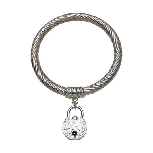 VT COIN PADLOCK TWIST BANGLE