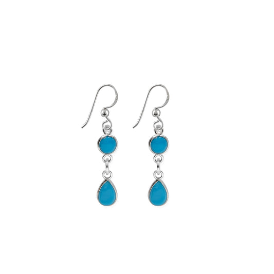 VT TURQUOISE ROUND & PEAR DROP EARRINGS