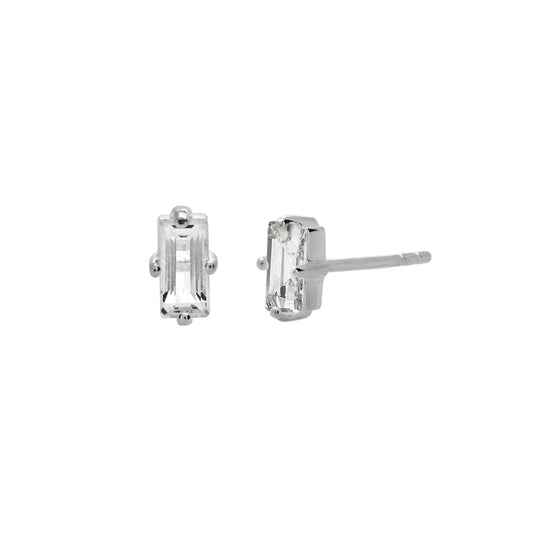 WHITE TOPAZ BAGUETTE STUDS