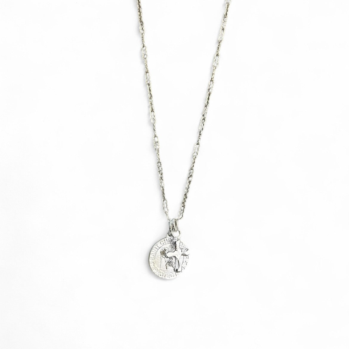 SAINT CHRISTOPHER & CROSS NECKLACE