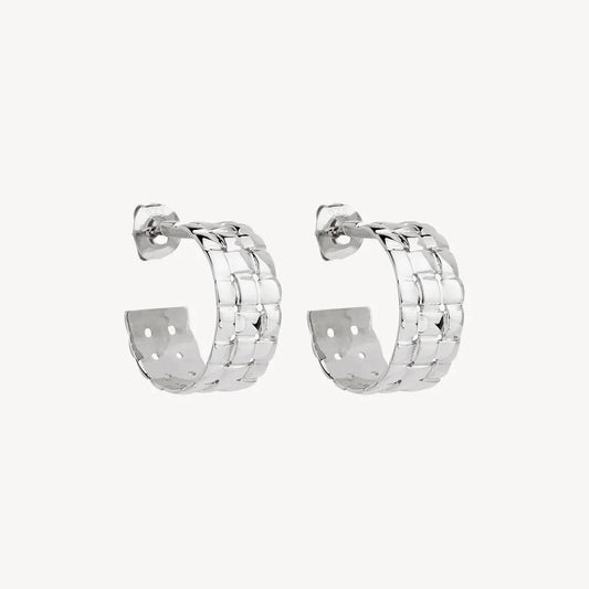 WEAVE STUD HOOP EARRING