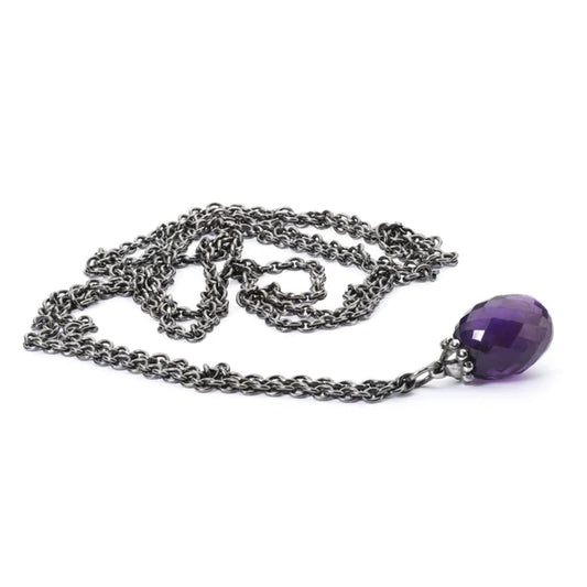 FANTASY SILVER NECKLACE WITH AMETHYST - 100CM