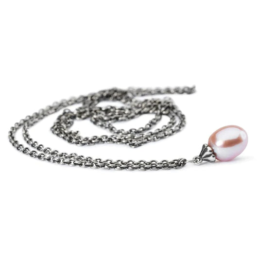 FANTASY SILVER NECKLACE WITH ROSA PEARL - 100CM