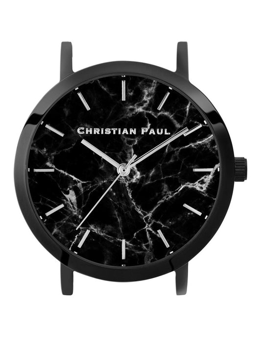 CHRISTIAN PAUL 35MM BLACK MARBLE DIAL & BLACK CASE - MAR-BLK-BLK-35MM