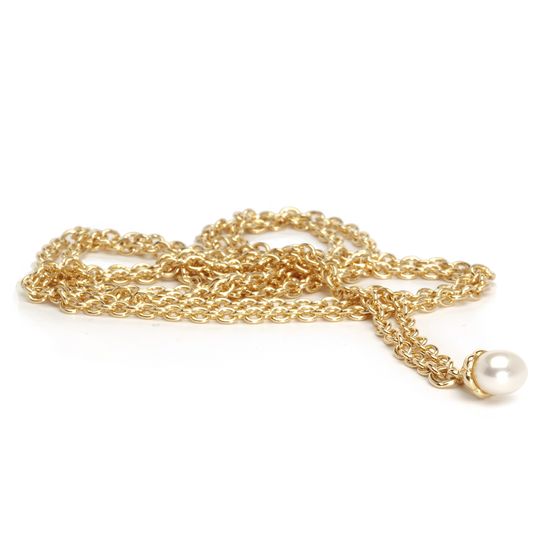 FANTASY NECKLACE, GOLD WITH WHITE PEARL
